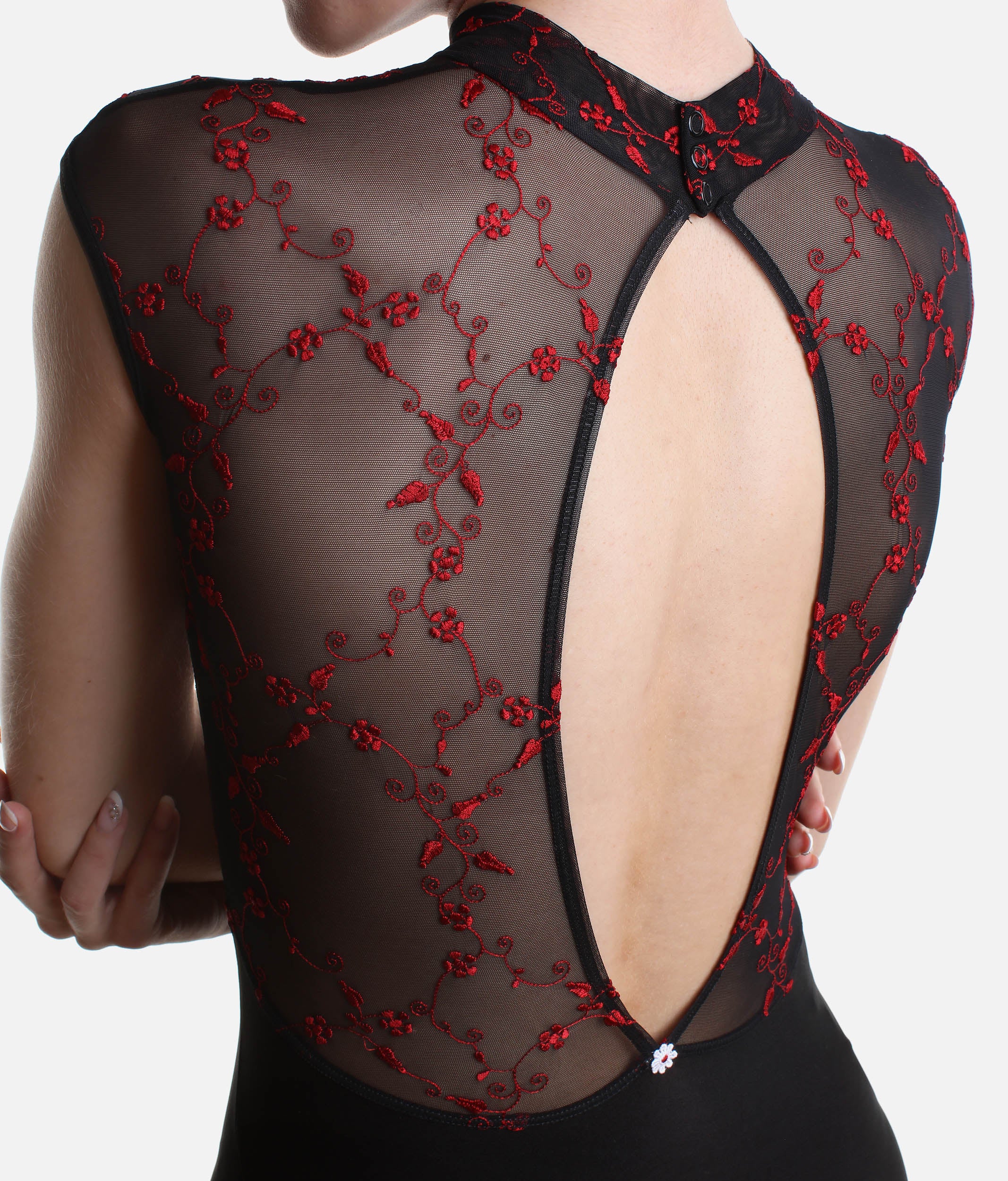 Sophisticated High Neck Ballet Leotard with Keyhole Back - SELENE DI Nero