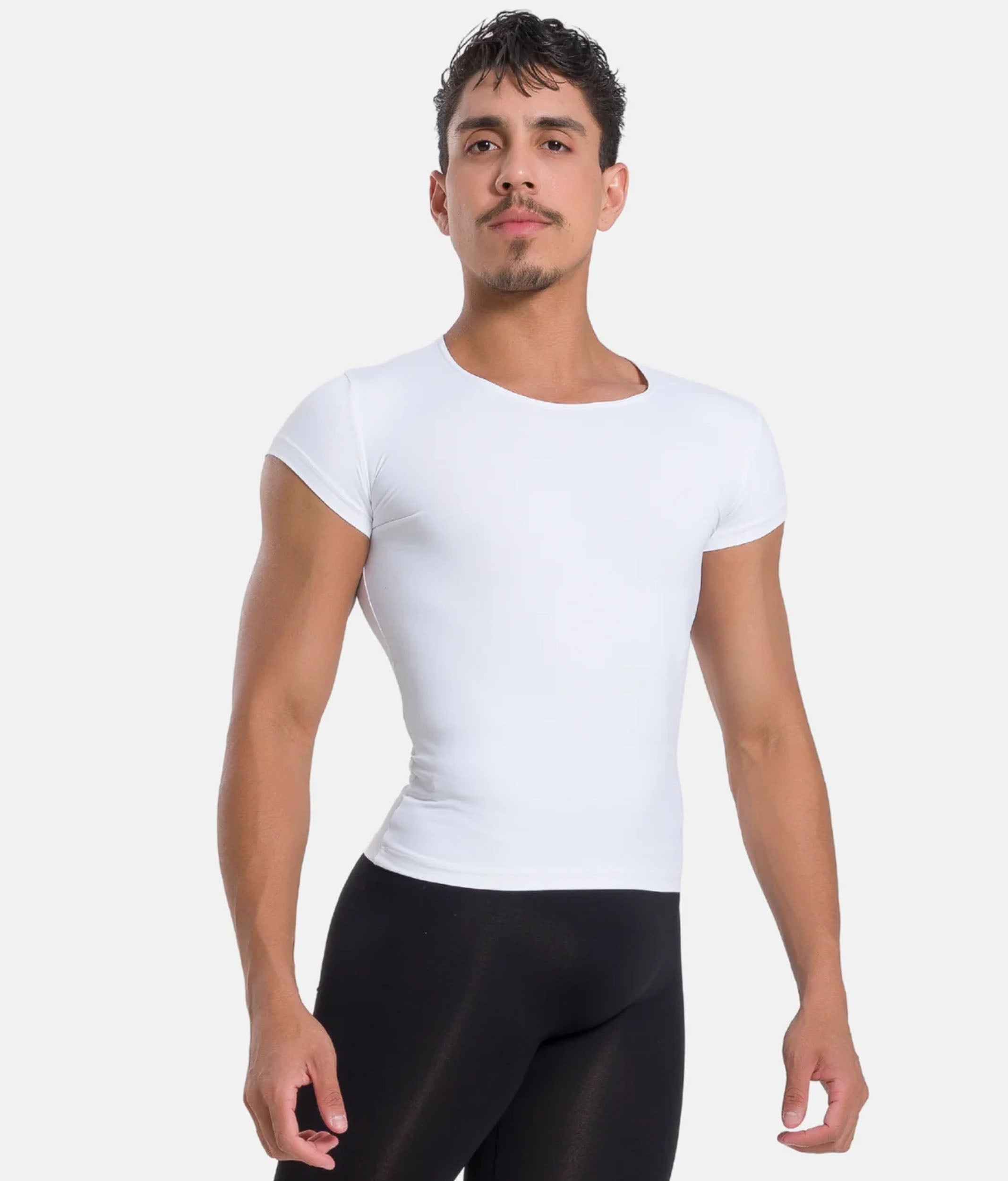 Men’s Ballet Top, White, Crew-Neck - SL111 Franco