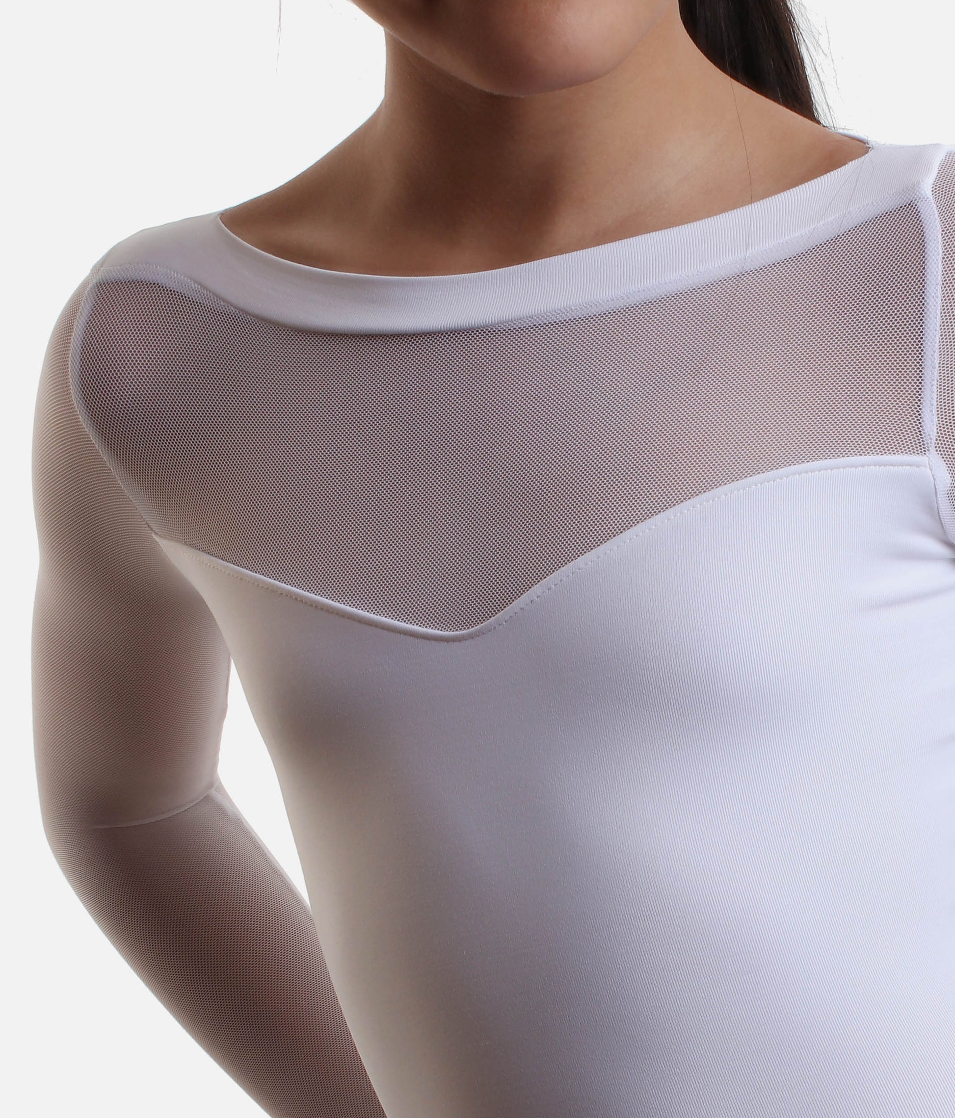 Long Sleeve Girls Ballet Leotard with Mesh Sleeves & Low Back - SL130