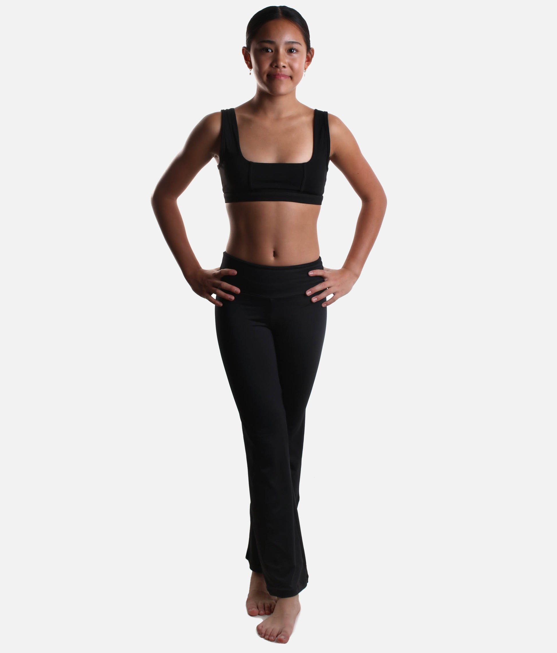 High-Waist Flared Dance Pants for Teen Dancers, Lightweight, Flexible Fit - SL204