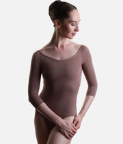So Danca LS69 Luciana Sagioro – Three-Quarter Sleeve Ballet Leotard in Nut