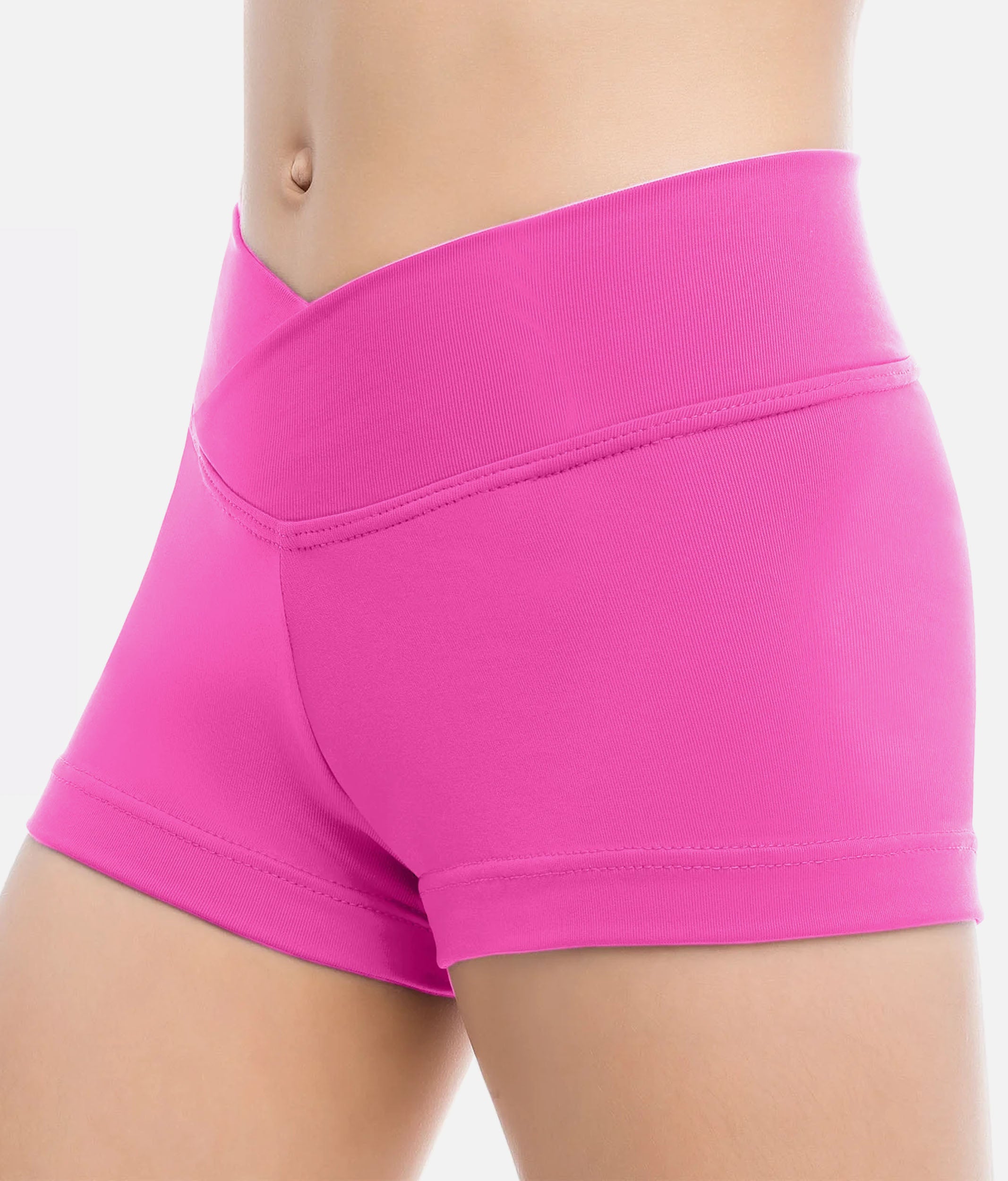 Yoga Basic Space Dye Wide Waistband Sports Shorts Pink Shorts