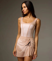 Bodile Mika Mesh Ballet Skirt – Adjustable Ruching & High-Low Hem