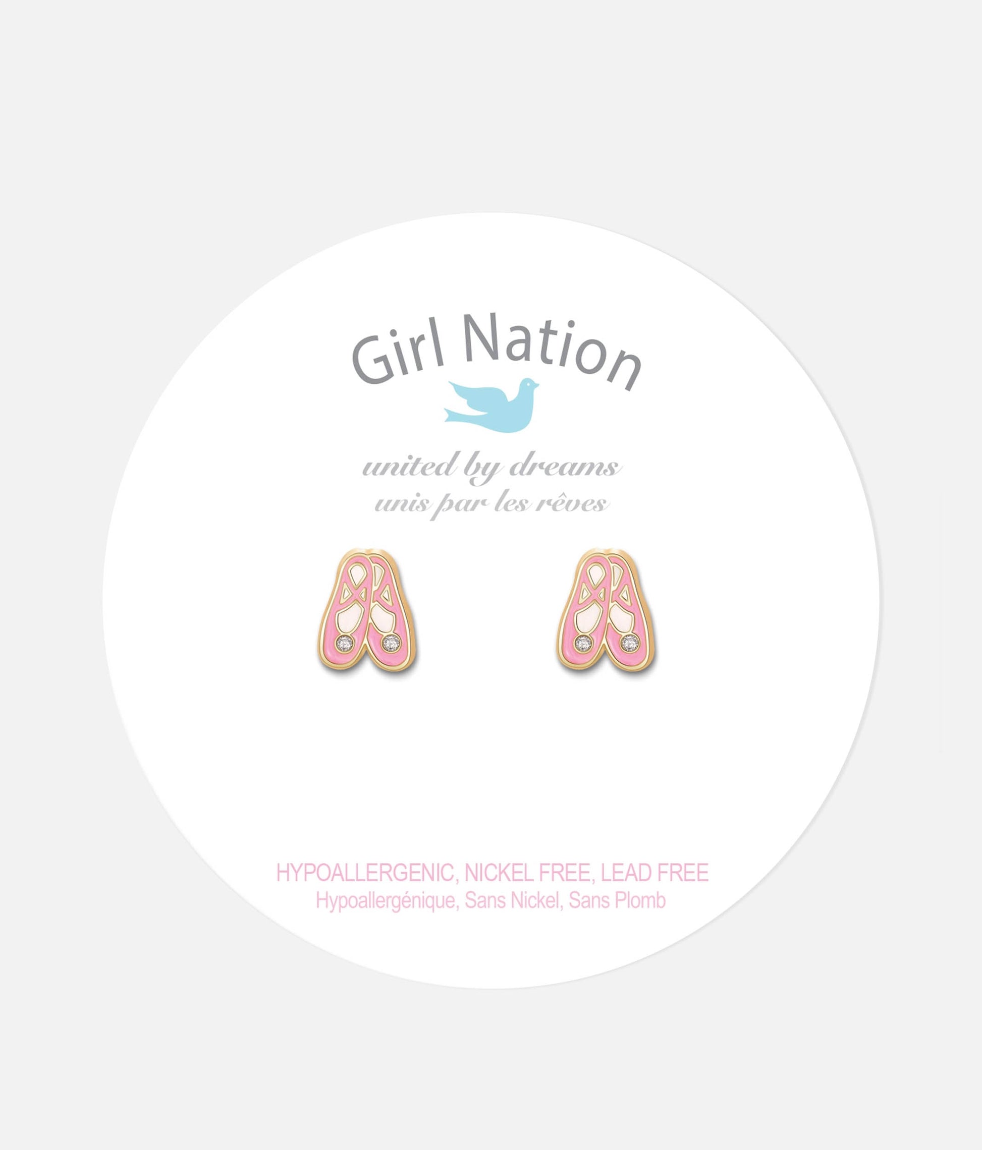 Girls Enamel Stud Earrings, Ballet Shoes - Cutie