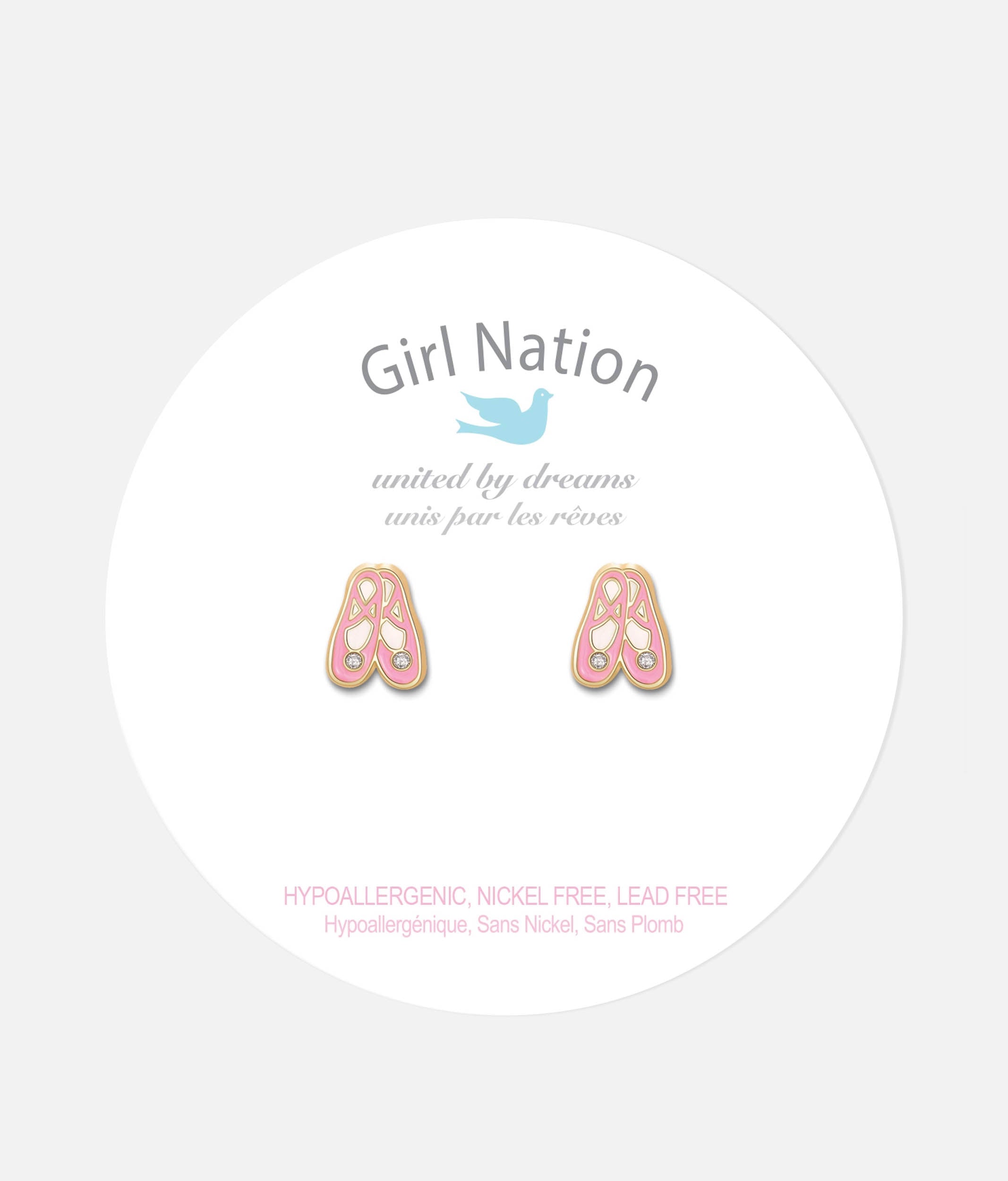 Girls Enamel Stud Earrings, Ballet Shoes - Cutie