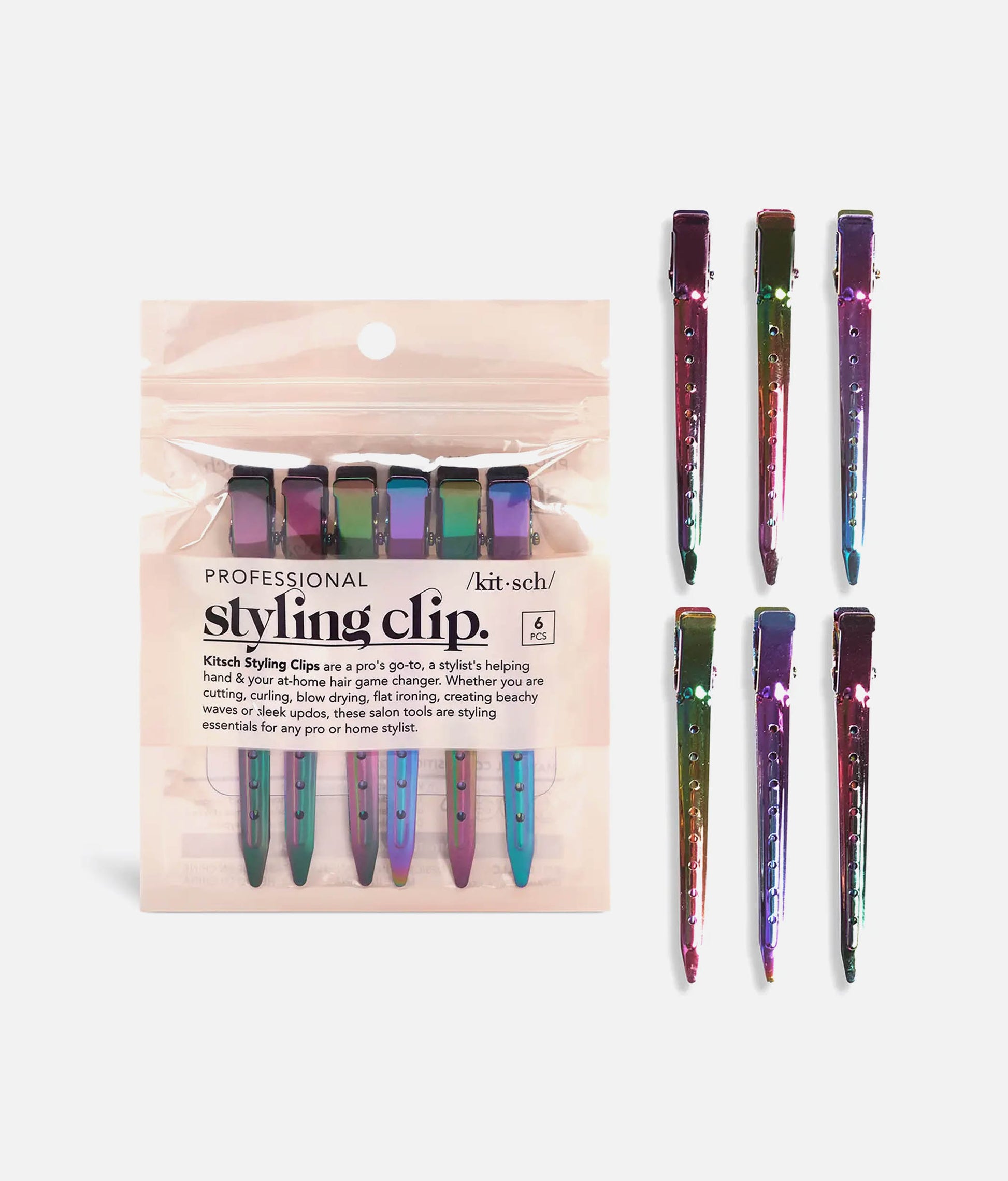 Iridescent Styling Hair Clips - 6-Piece Sectioning Set