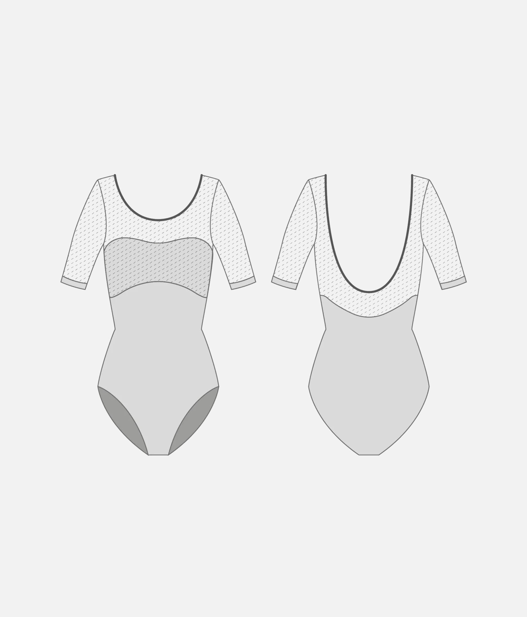 Luxury Italian Open-Back Ballet Leotard, Mesh Sleeves - SVETLANA DI Violetta