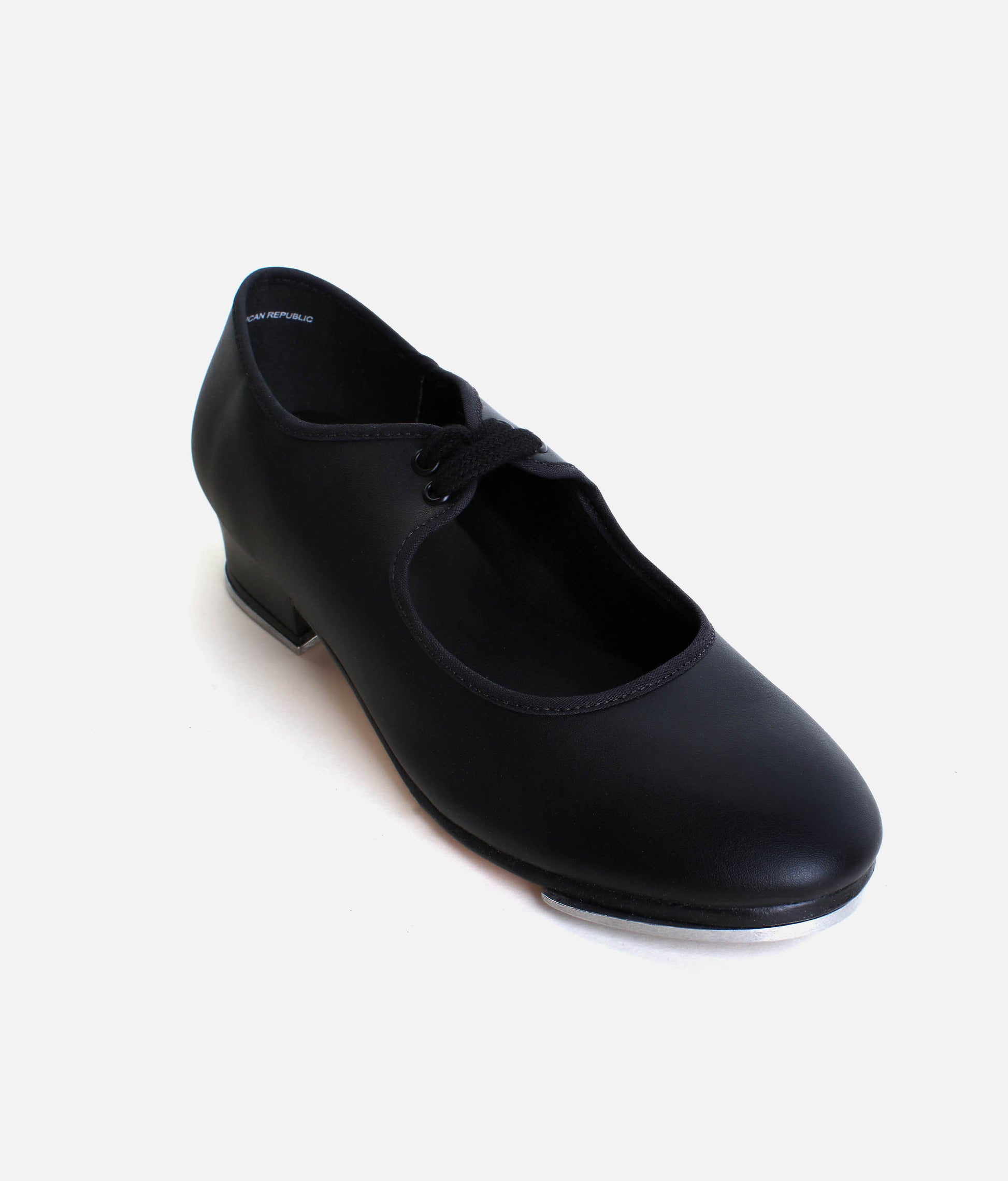 TA32 - Beginner Black Tap Shoes with Clear Sound Riveted Taps, Lace Up