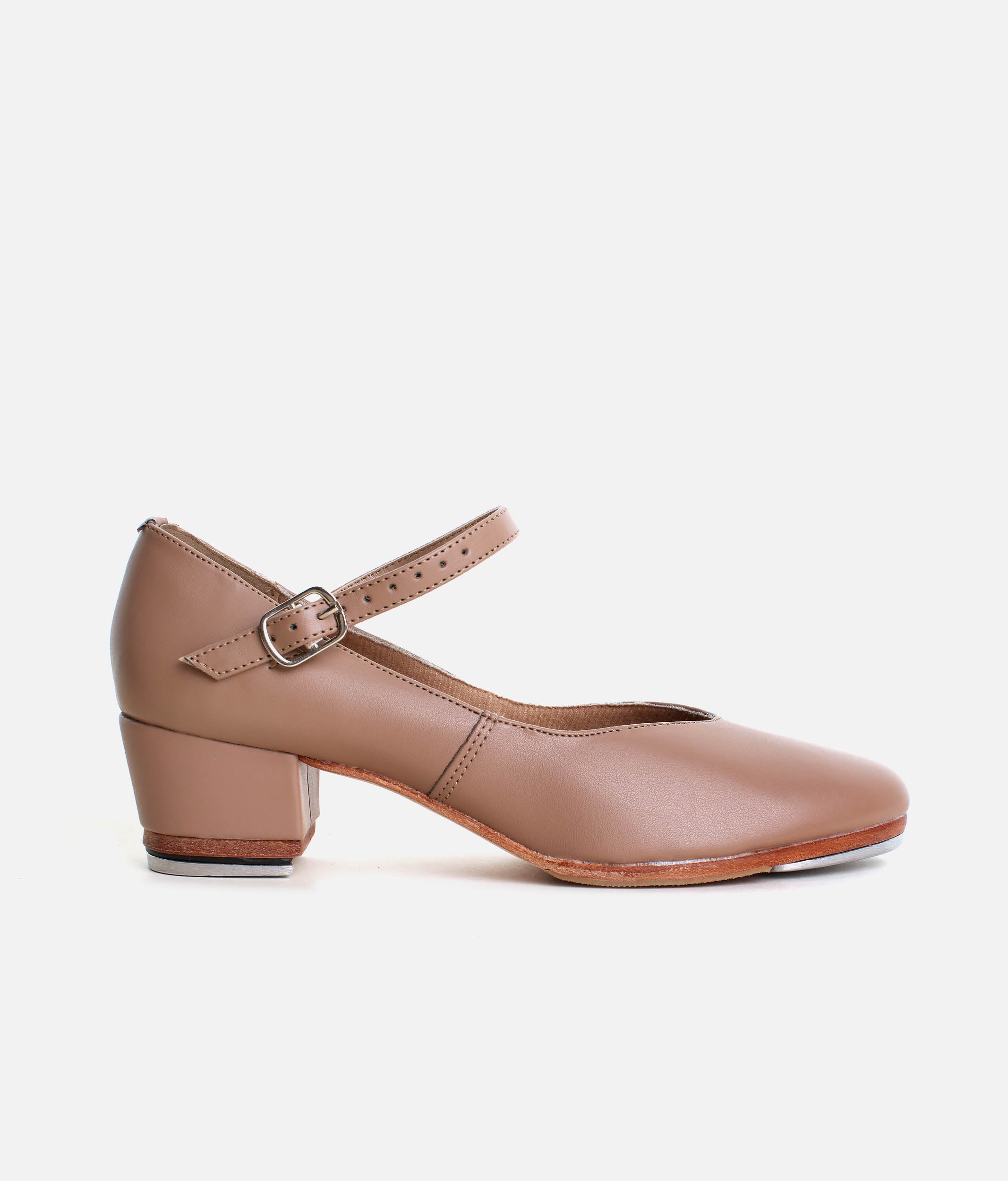 TA44 - Low Heel Tap Shoes, Classic Style with Buckled Strap, Comfort Lining