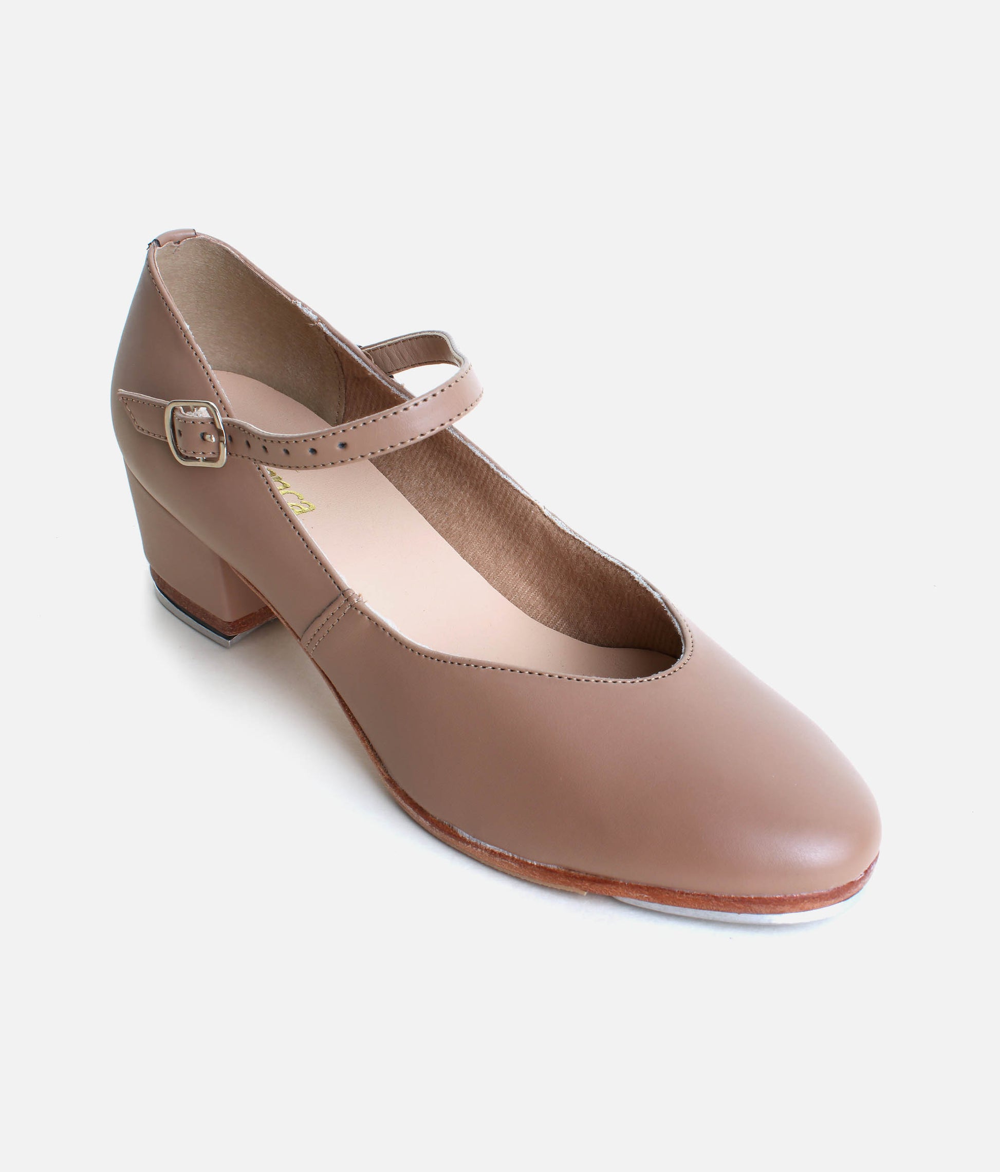 TA44 - Low Heel Tap Shoes, Classic Style with Buckled Strap, Comfort Lining