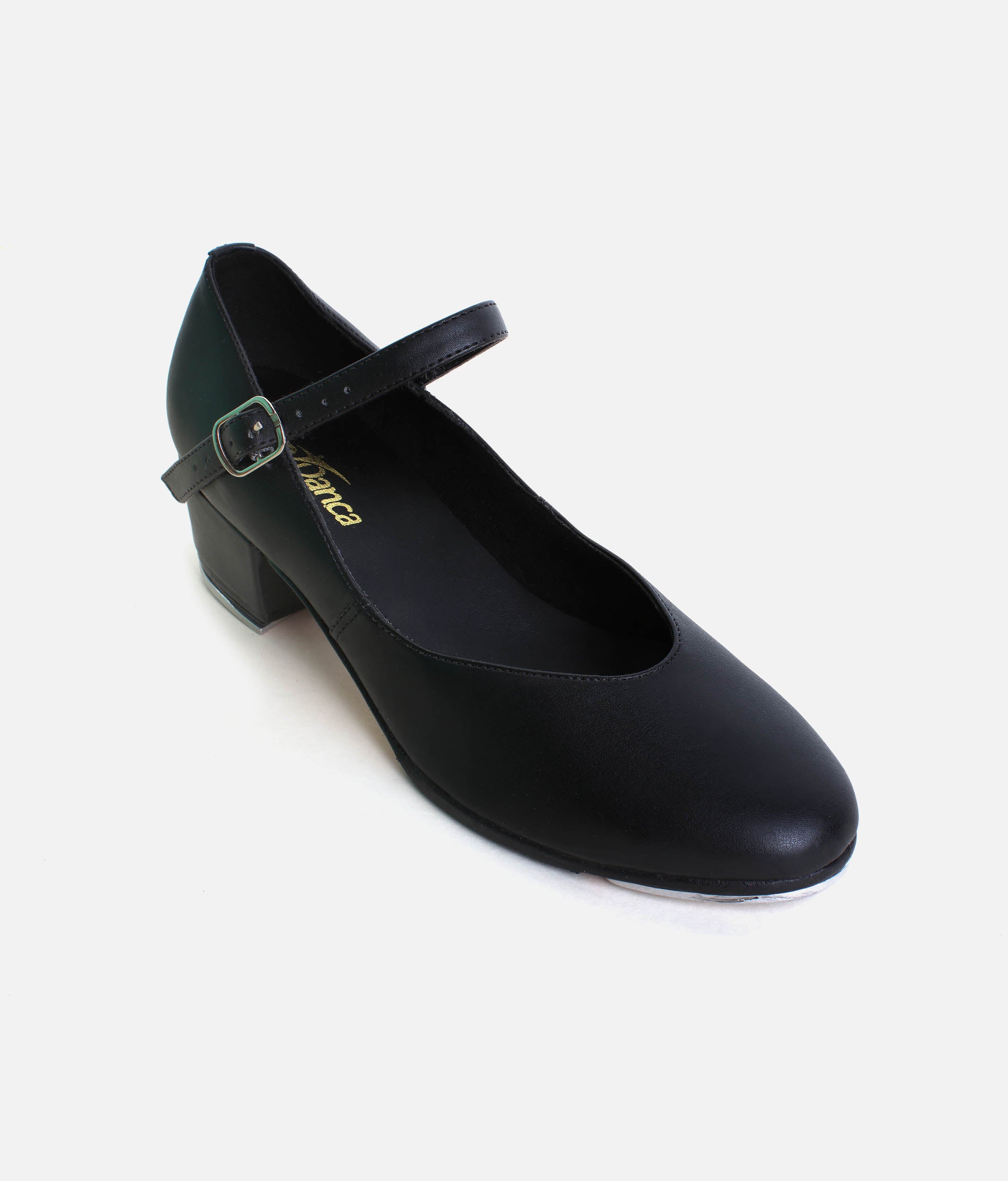 TA44 - Low Heel Tap Shoes, Classic Style with Buckled Strap, Comfort Lining