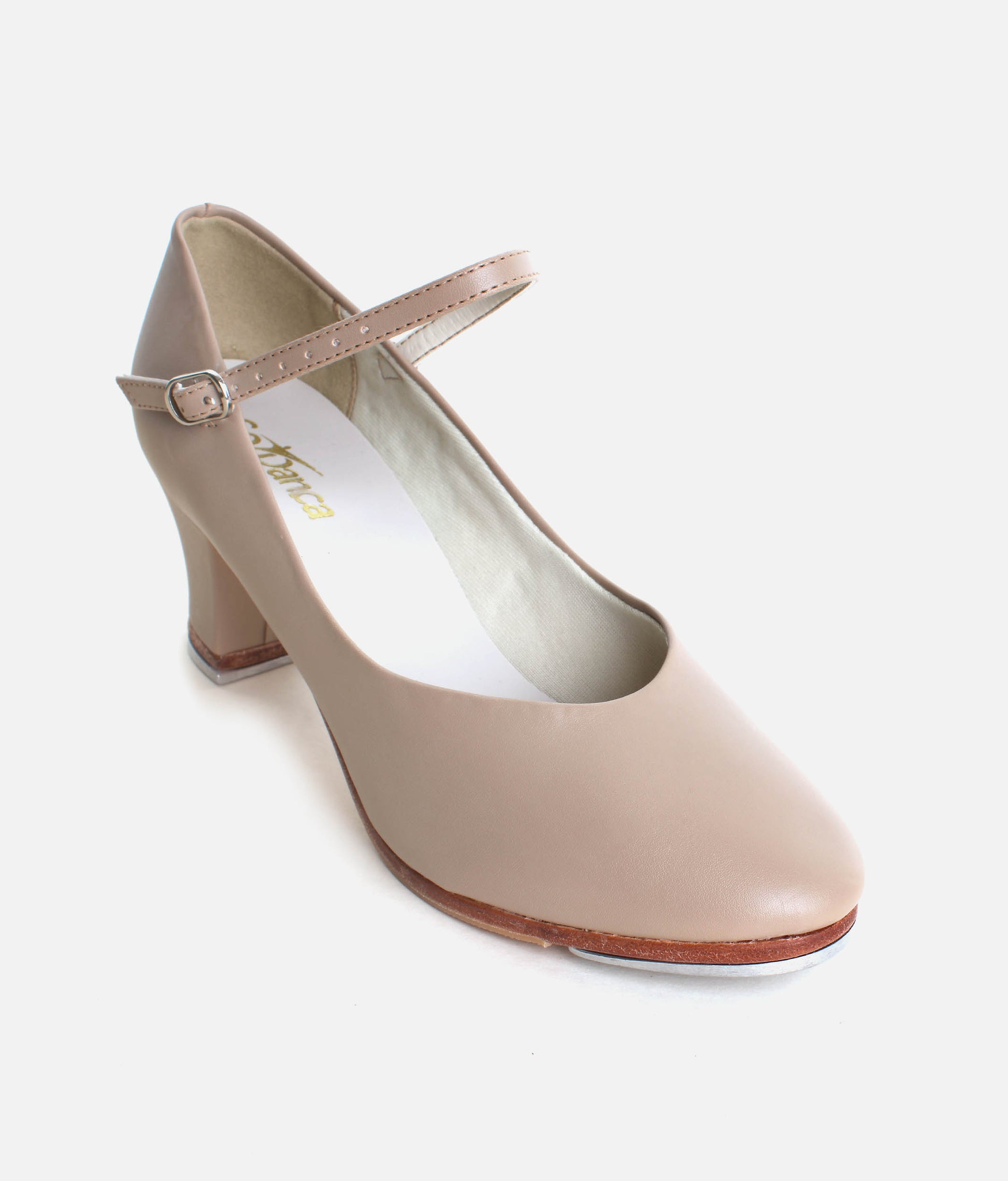 TA57 - High Heel Tap Shoes, 2” Vegan Leather Tap Shoes with Buckle Strap