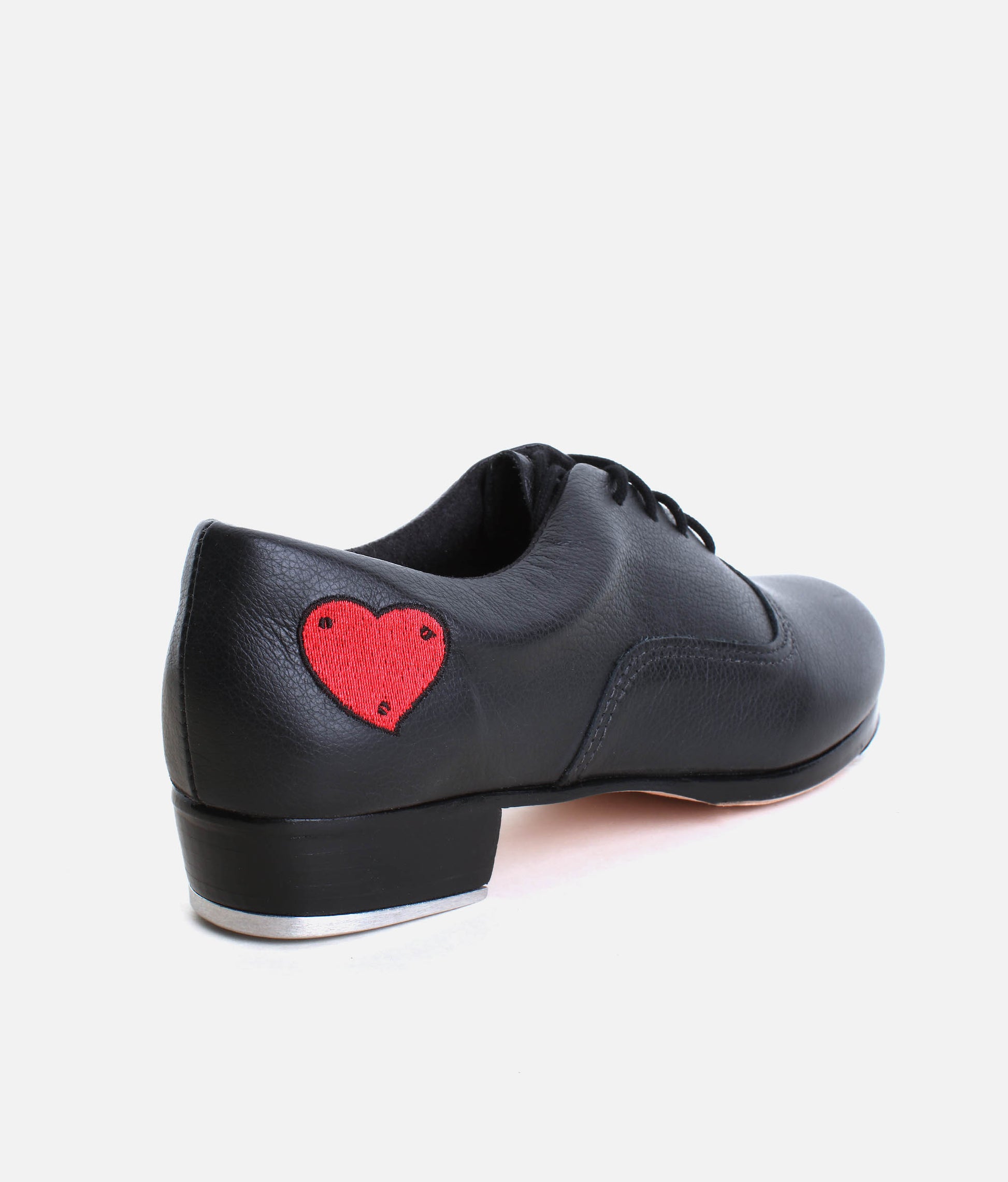 TA815 - Professional Leather Tap Shoes with Wood Heel & Embroidered Heart