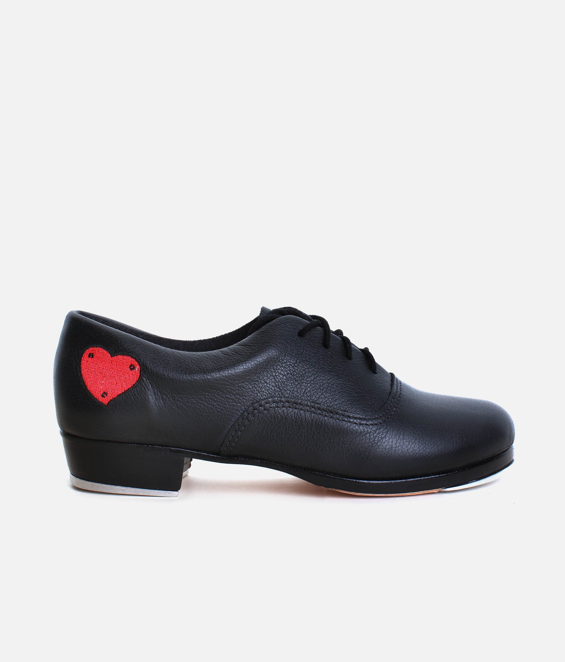 TA815 - Professional Leather Tap Shoes with Wood Heel & Embroidered Heart