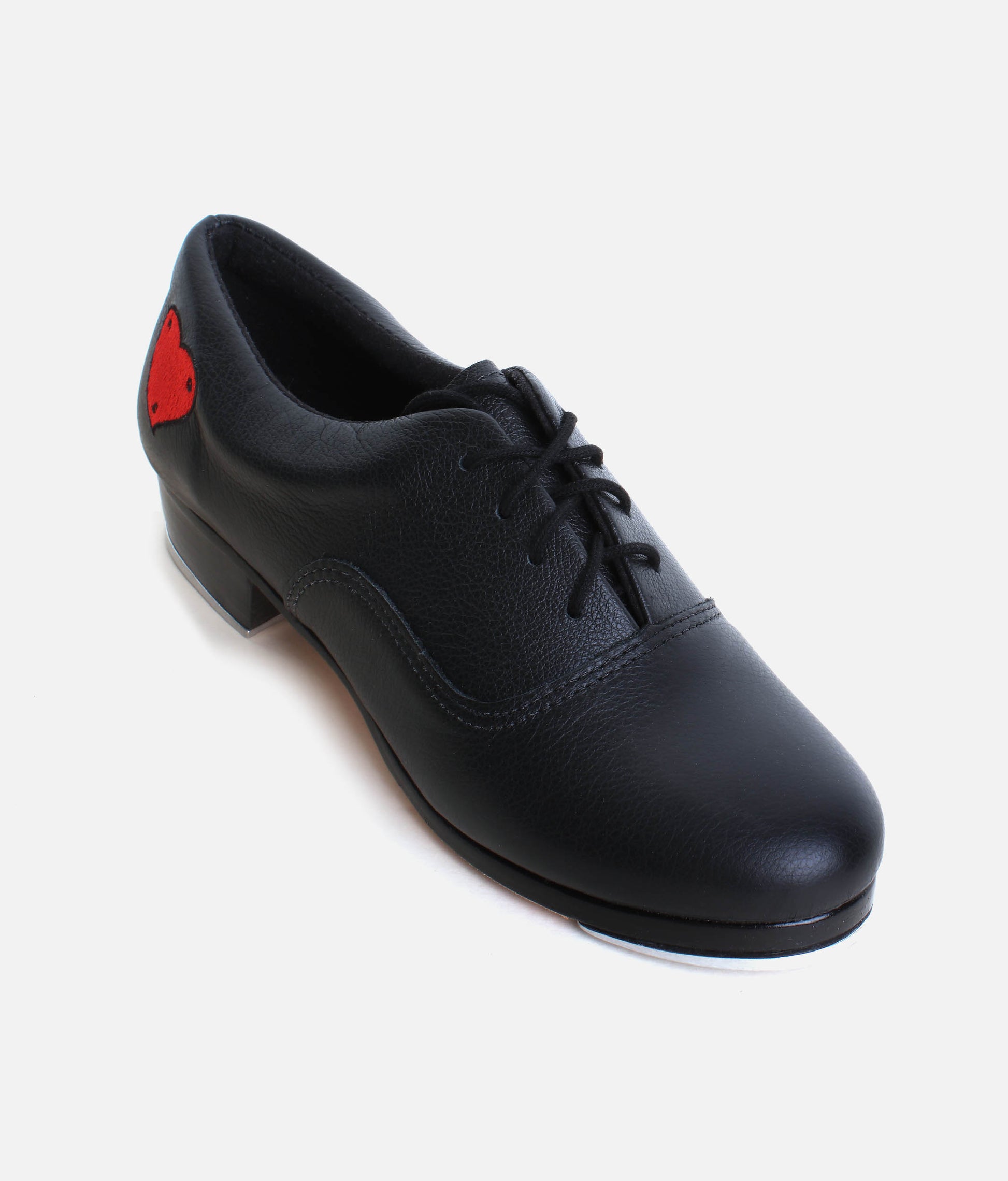 TA815 - Professional Leather Tap Shoes with Wood Heel & Embroidered Heart