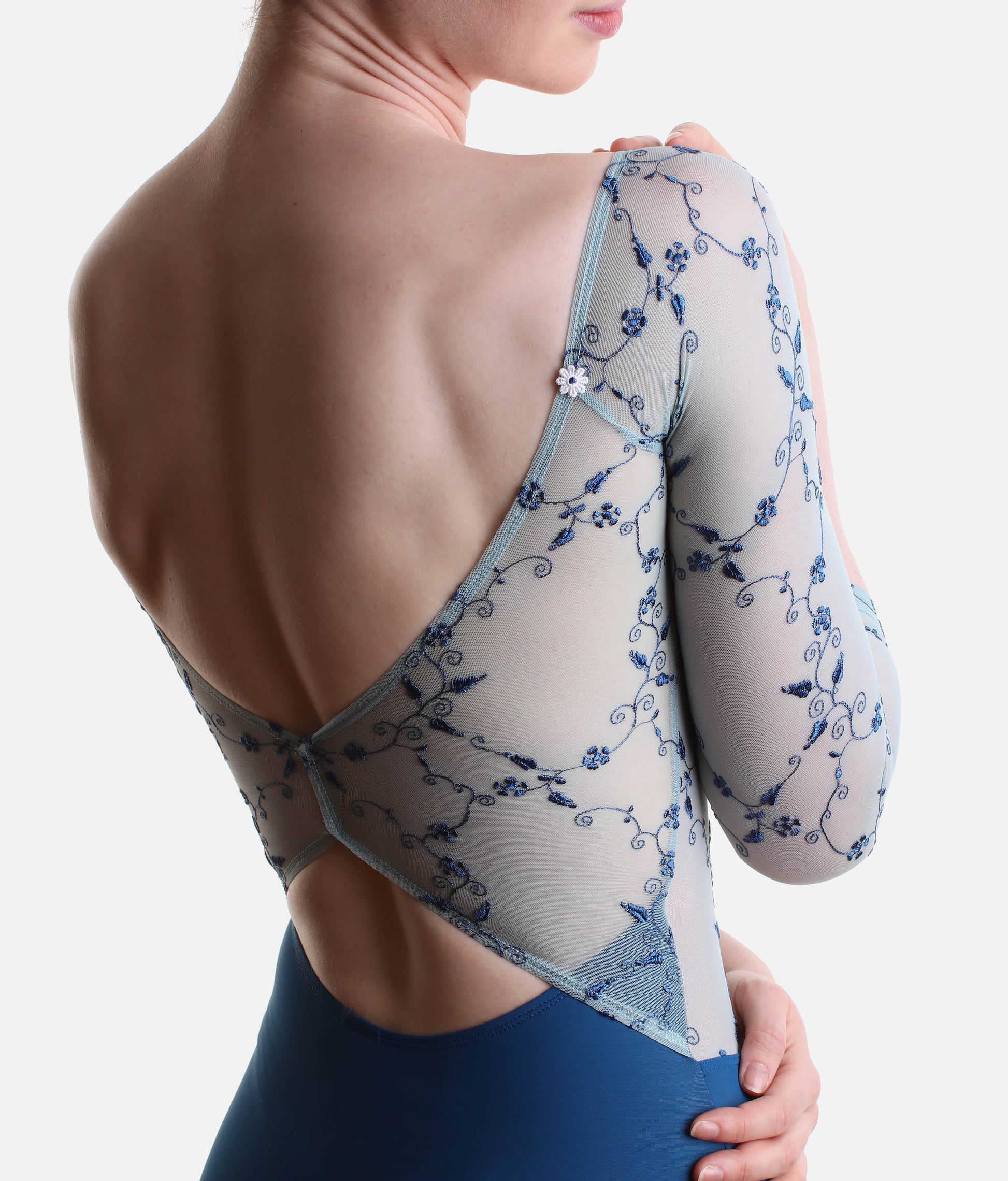 Professional Long Sleeve Ballet Leotard with Embroidered Details - TACITA DI Atlantic