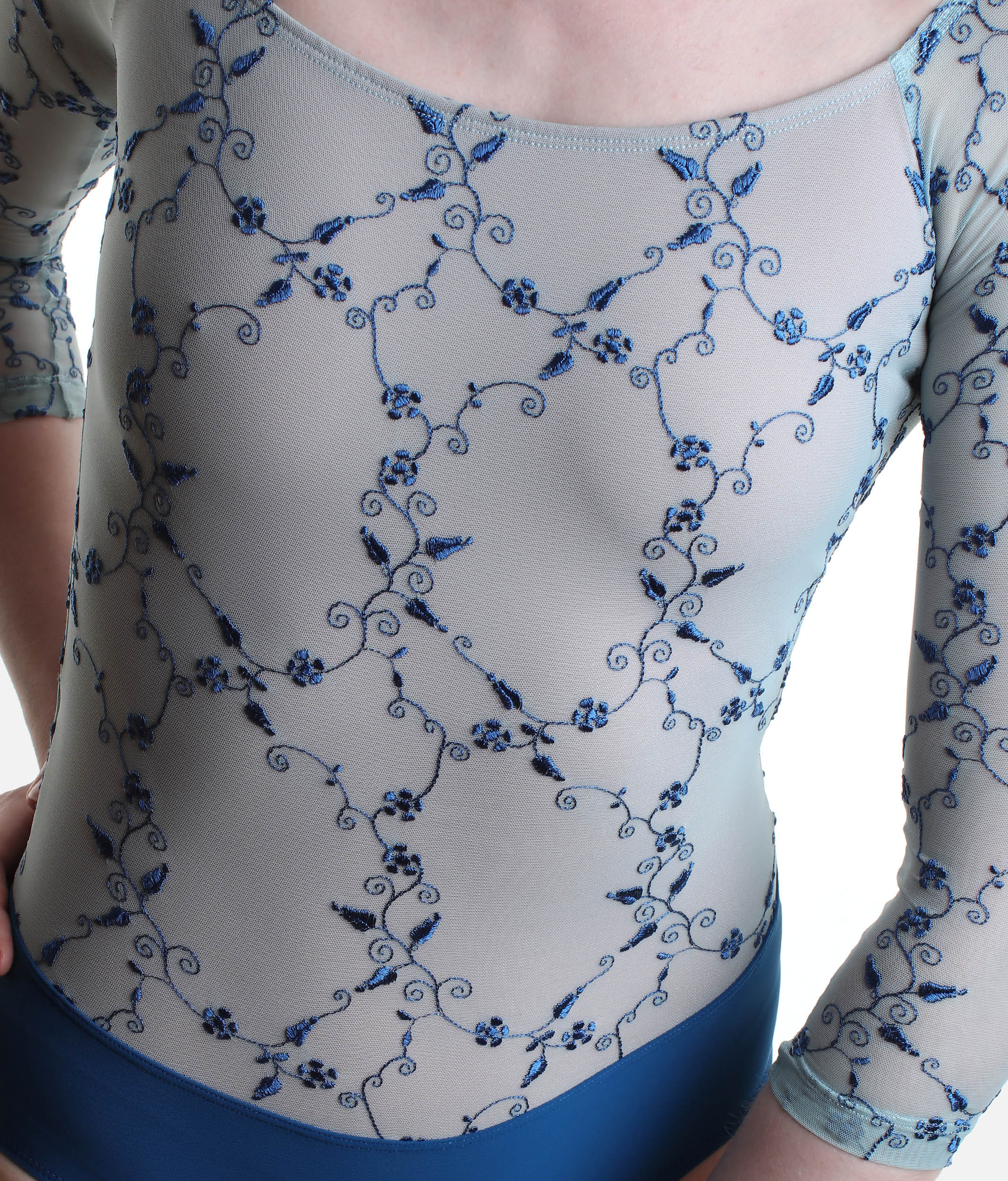 Professional Long Sleeve Ballet Leotard with Embroidered Details - TACITA DI Atlantic