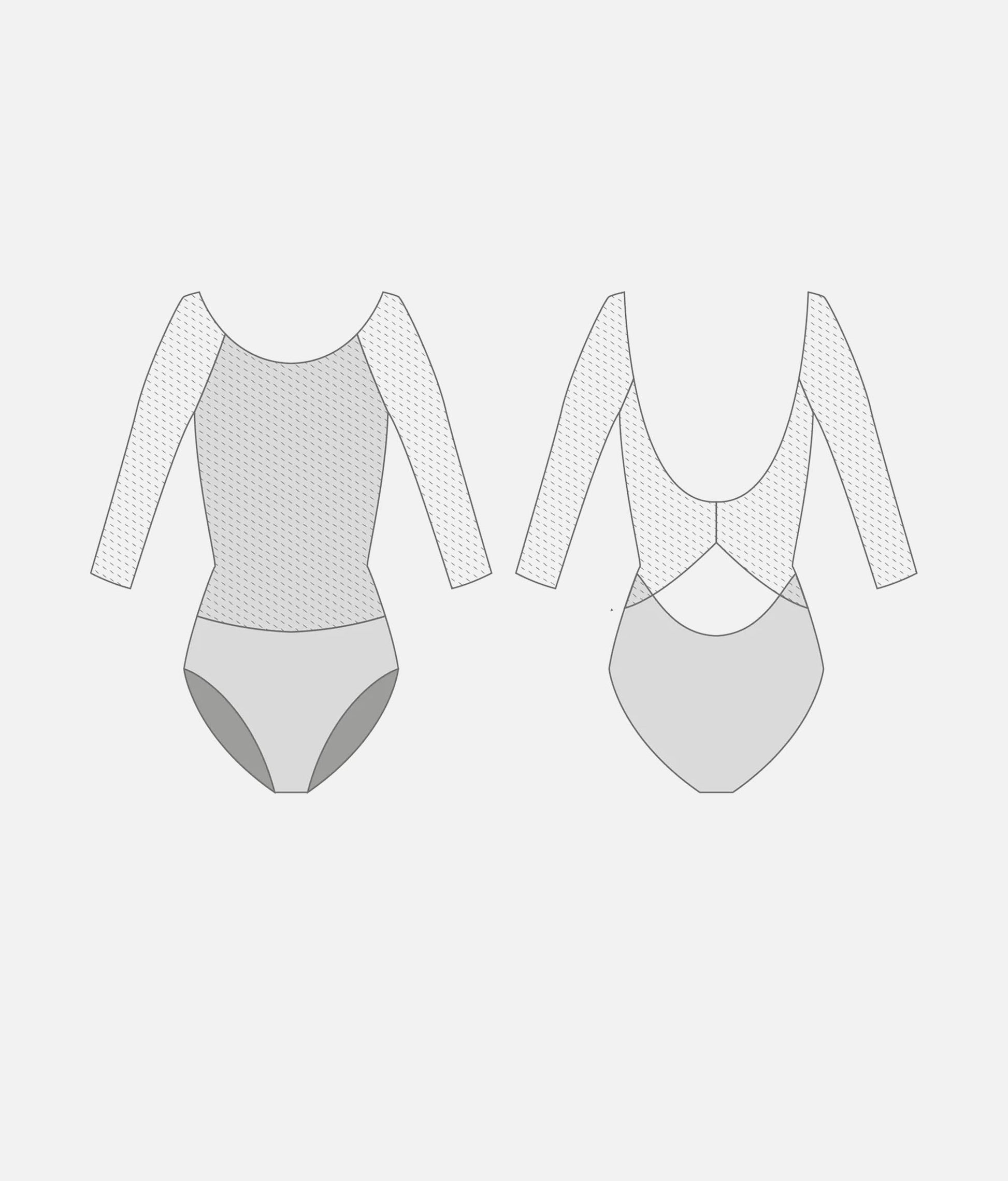 Professional Long Sleeve Ballet Leotard with Embroidered Details - TACITA DI Atlantic