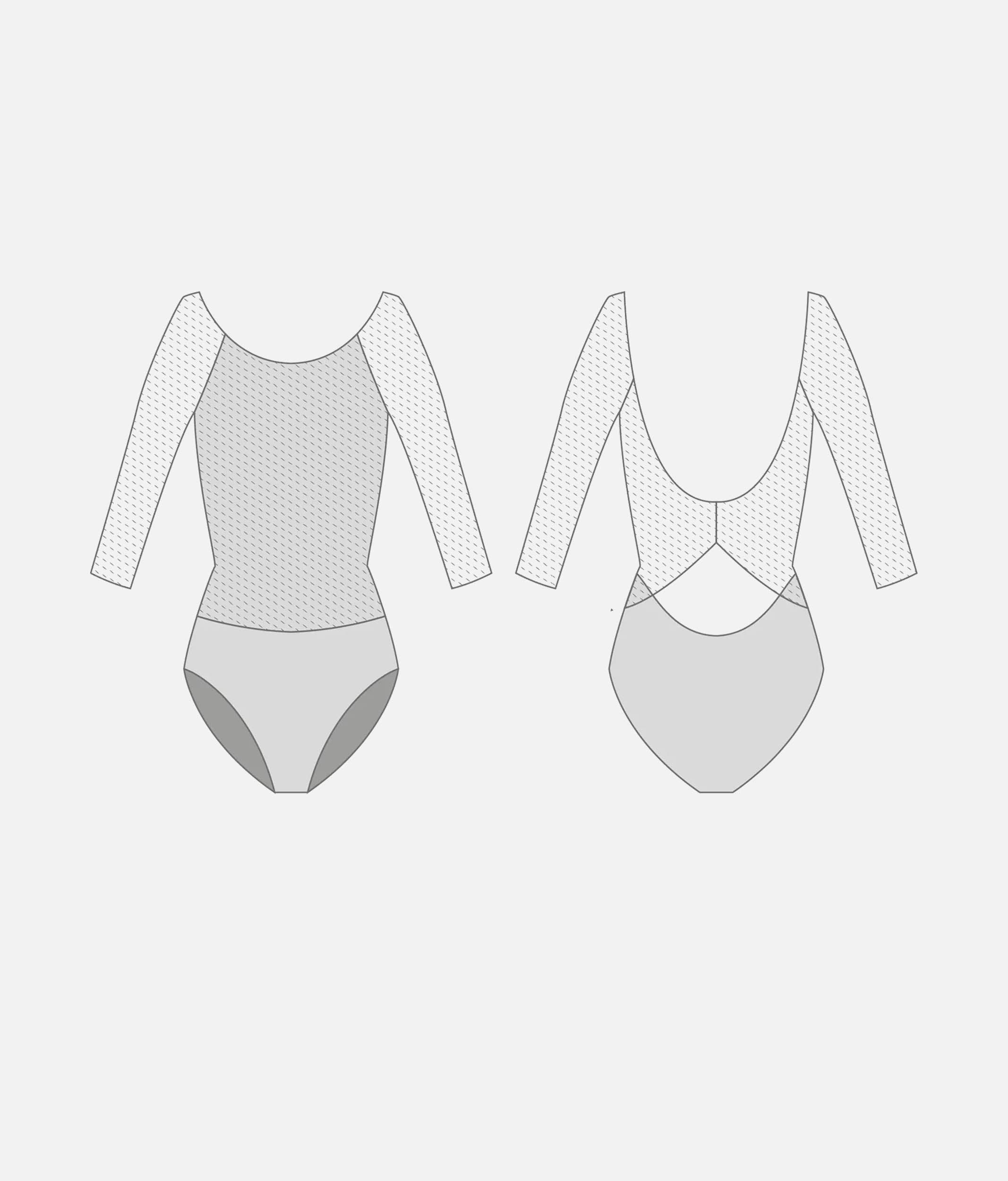 Professional Long Sleeve Ballet Leotard with Embroidered Details - TACITA DI Atlantic