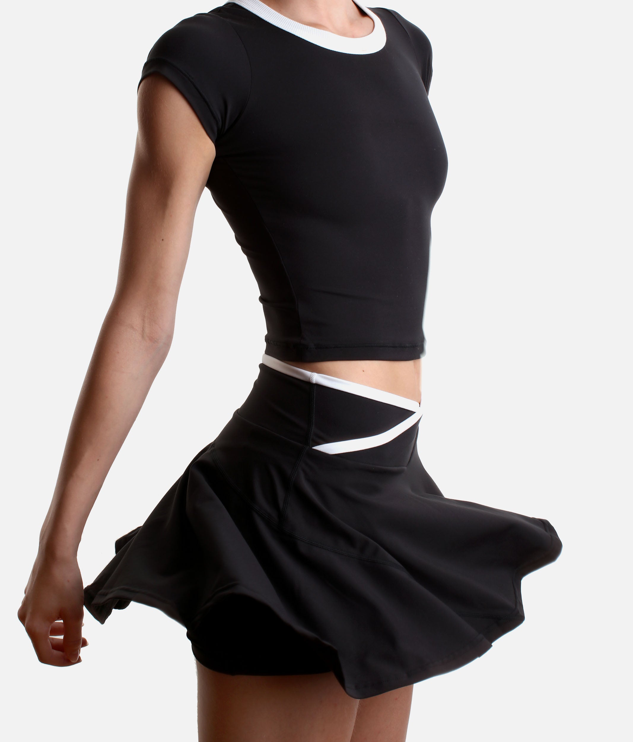 HOURGLASS TWIRL SKORT - Crisscross High-waisted Design with Built-in Shorts
