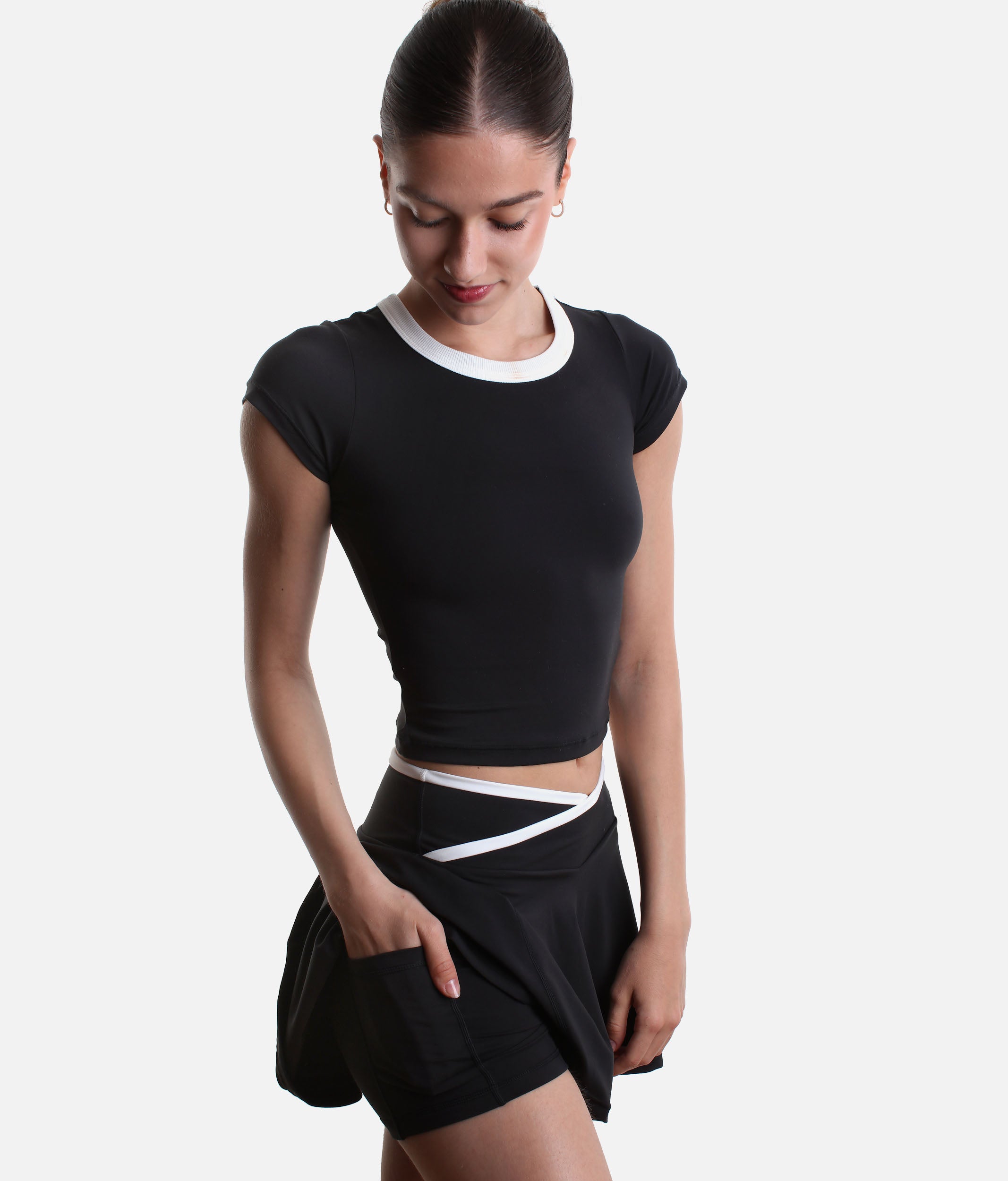 HOURGLASS TWIRL SKORT - Crisscross High-waisted Design with Built-in Shorts