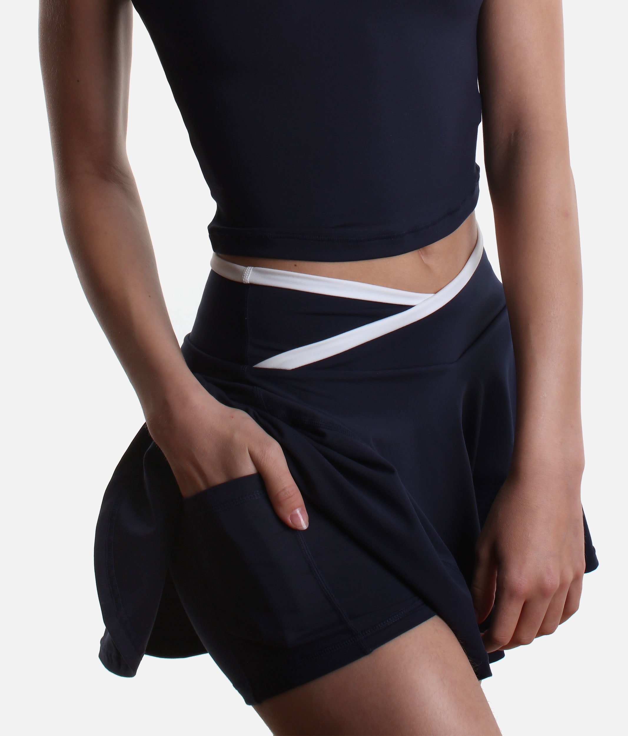 HOURGLASS TWIRL SKORT - Crisscross High-waisted Design with Built-in Shorts