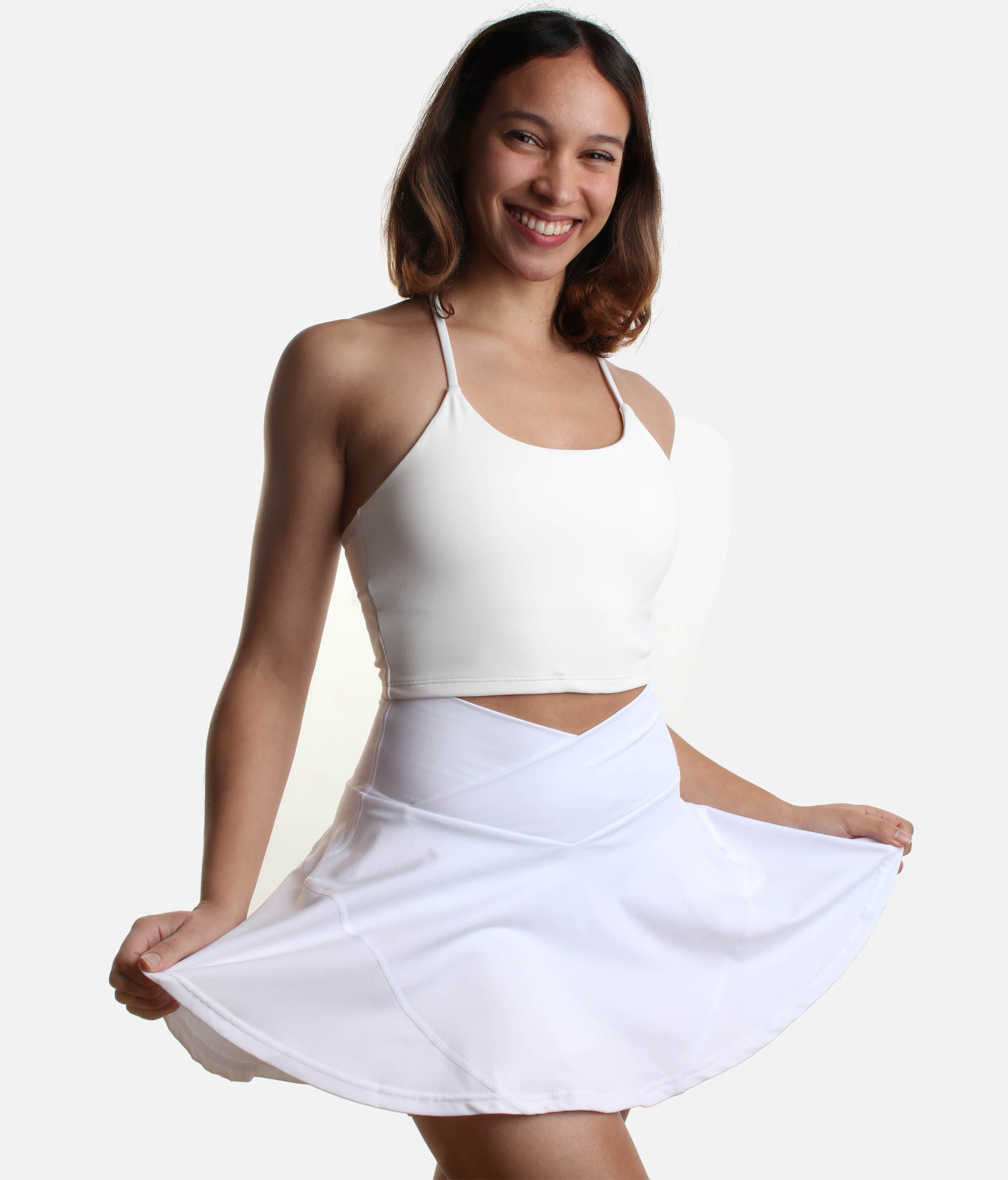 Crisscross Hourglass Twirl Skort in White: A Fresh Start to Every Outfit