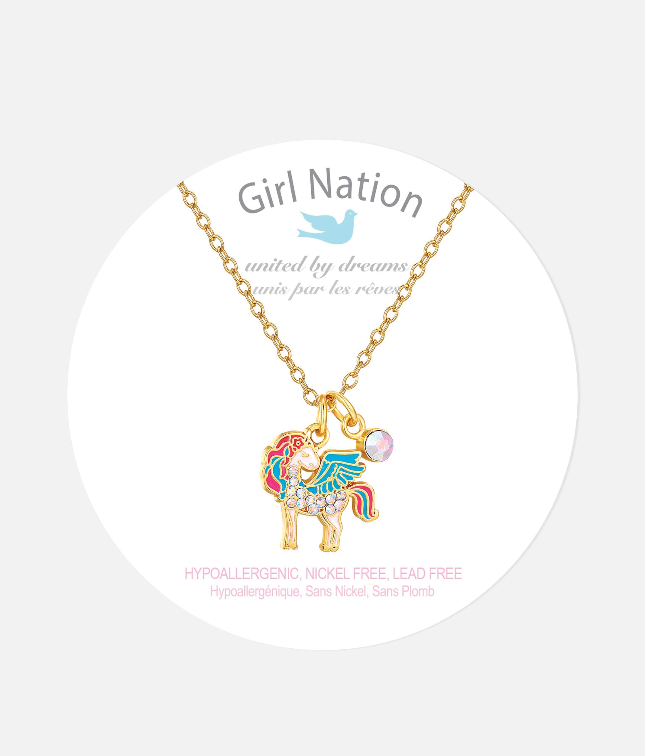 Girls Necklace, Crystal Unicorn Magic - Sweet Petite