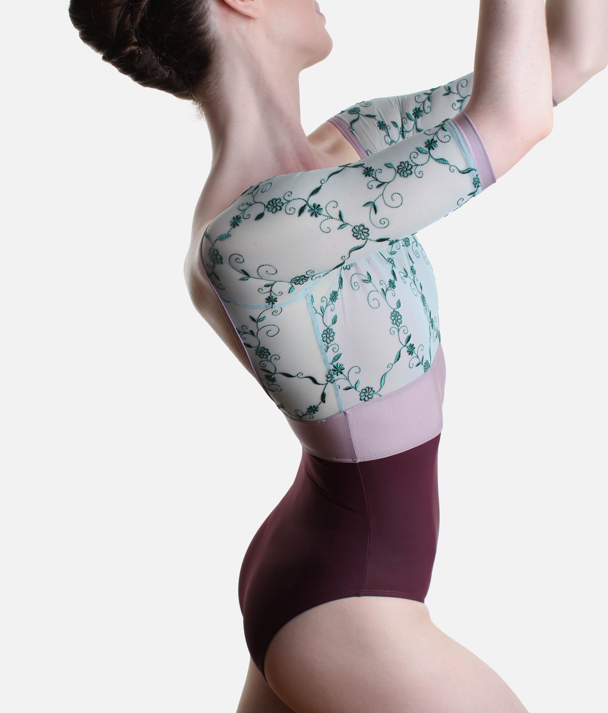 Professional Ballet Leotard with Floral Embroidery - VITTORIA GL Vigneto
