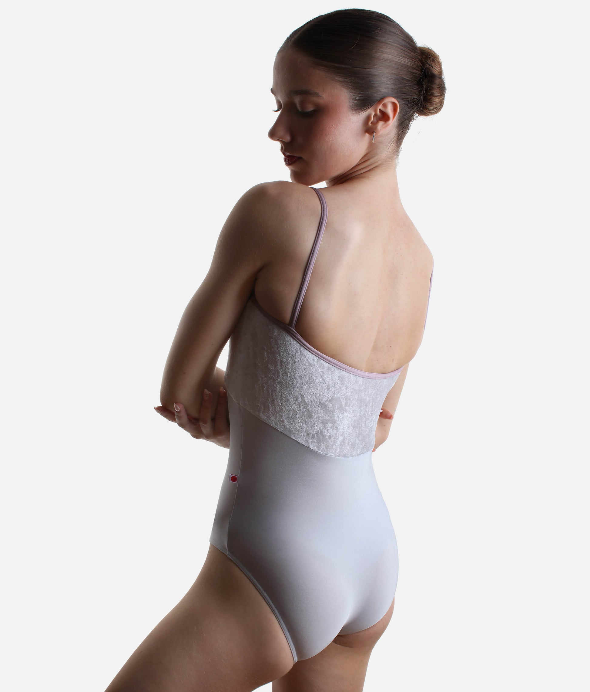 Denise Ballet Leotard in Silver with Classic Camisole Straps