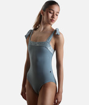 Signature Square Neck Ballet Leotard with Velvet Accents, Adjustable Fit - MIMI FOG