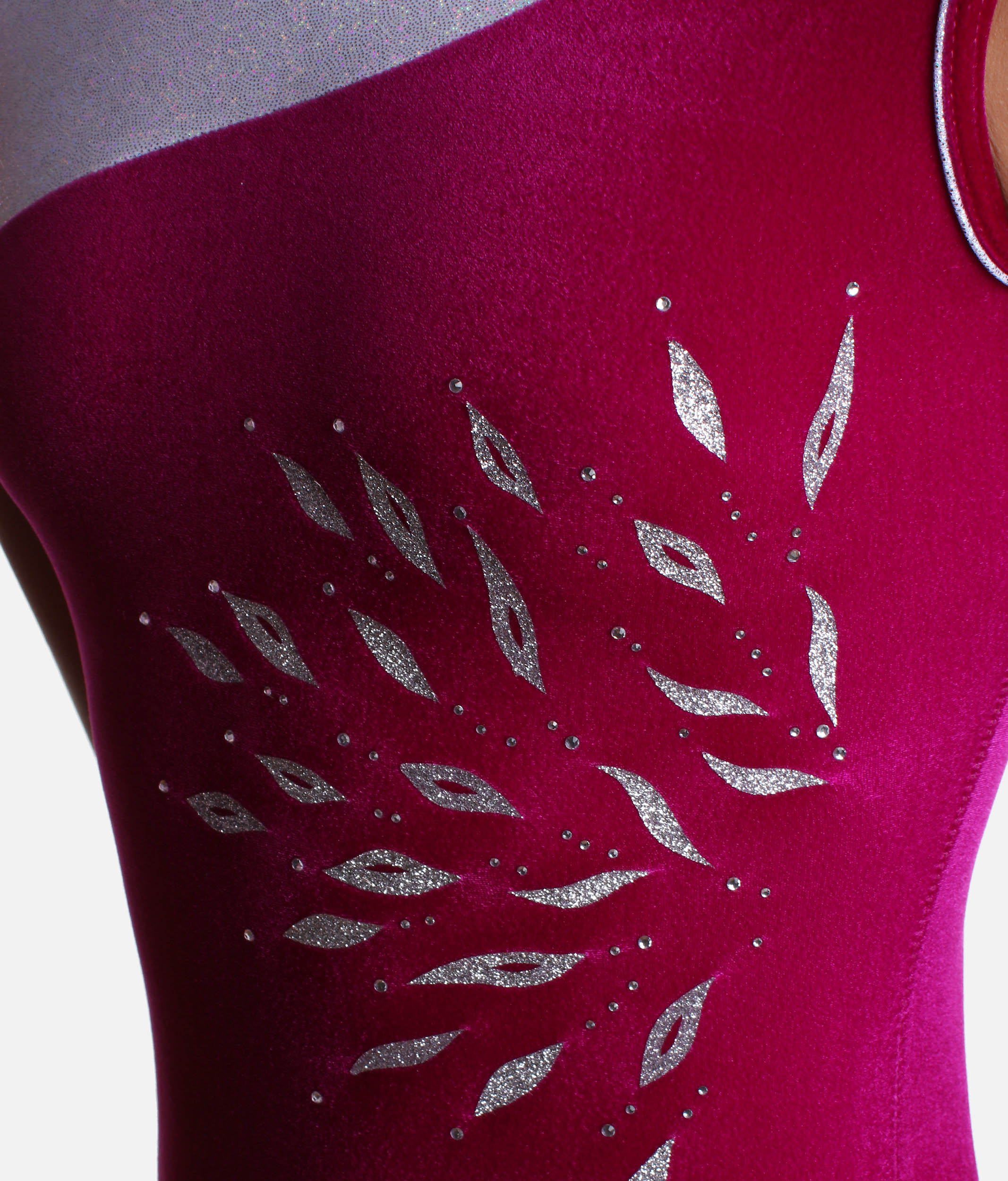 Girls Crystal Motif Gymnastics Leotard, Tank Sleeve Design - Z310 (CERISE)