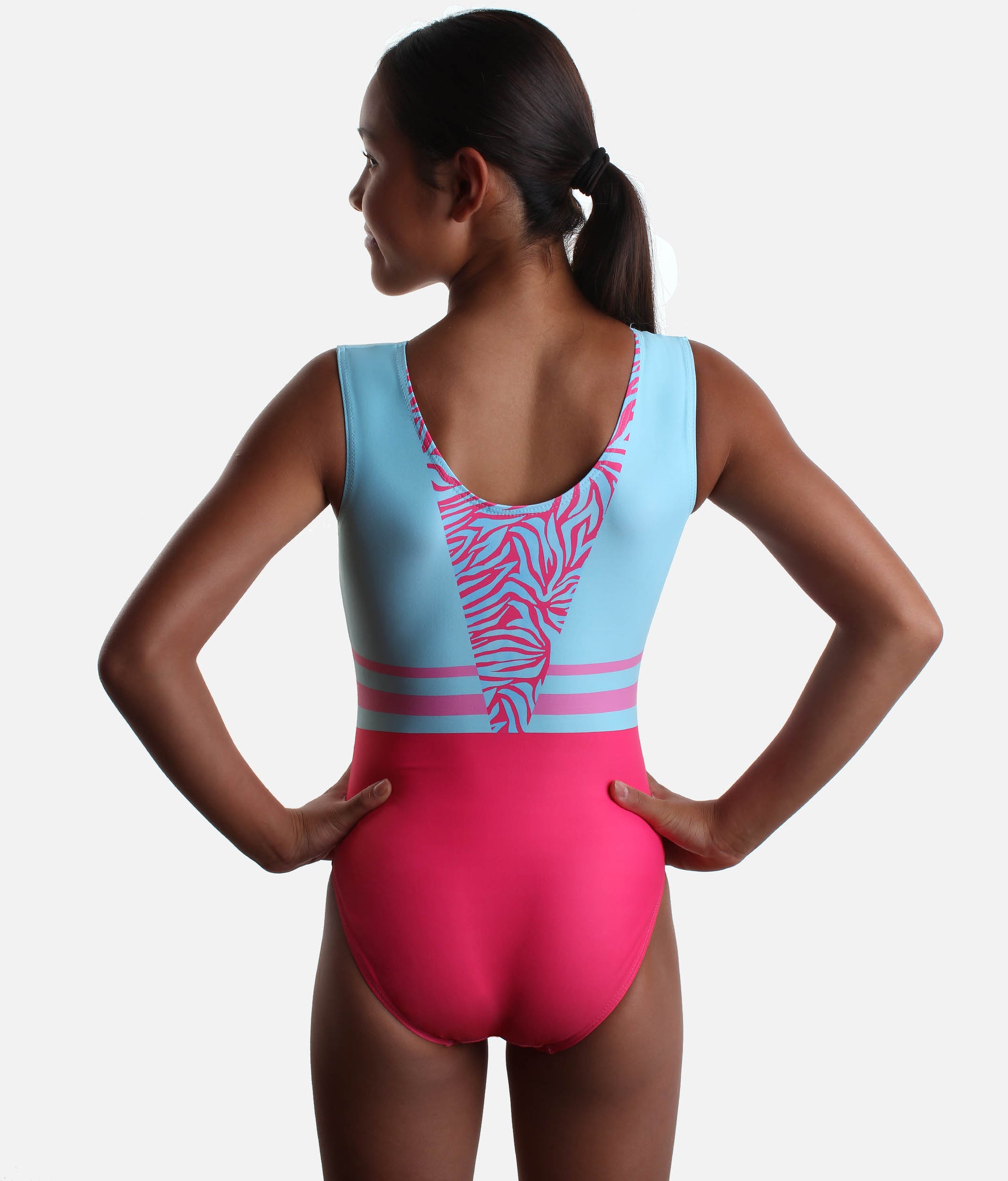 ZONE Wild Sleeveless Girls' Gymnastics Leotard – Pink Blue