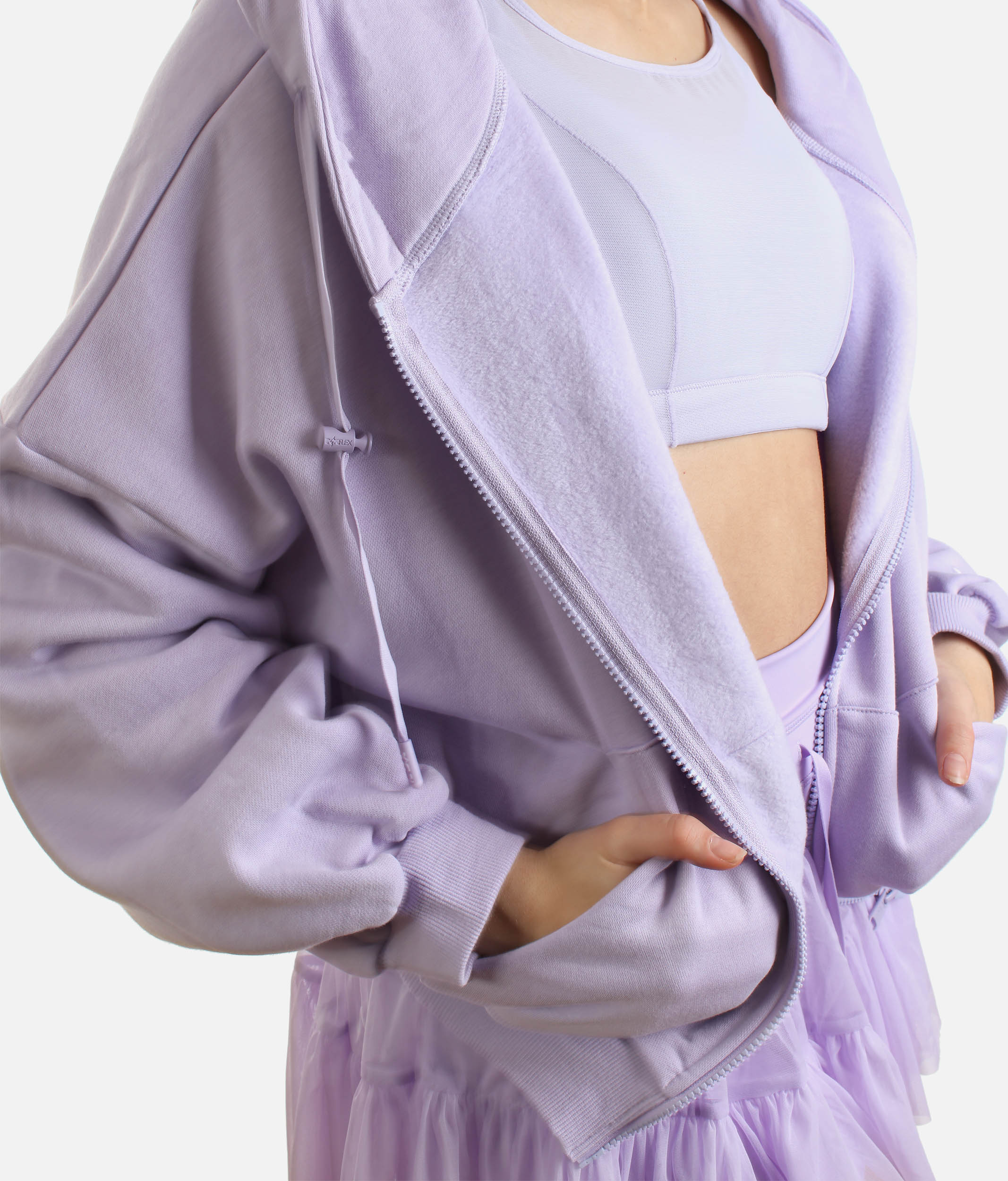 Lavender ZIP CLOUD HOODIE - Dramatic Blousey Sleeves