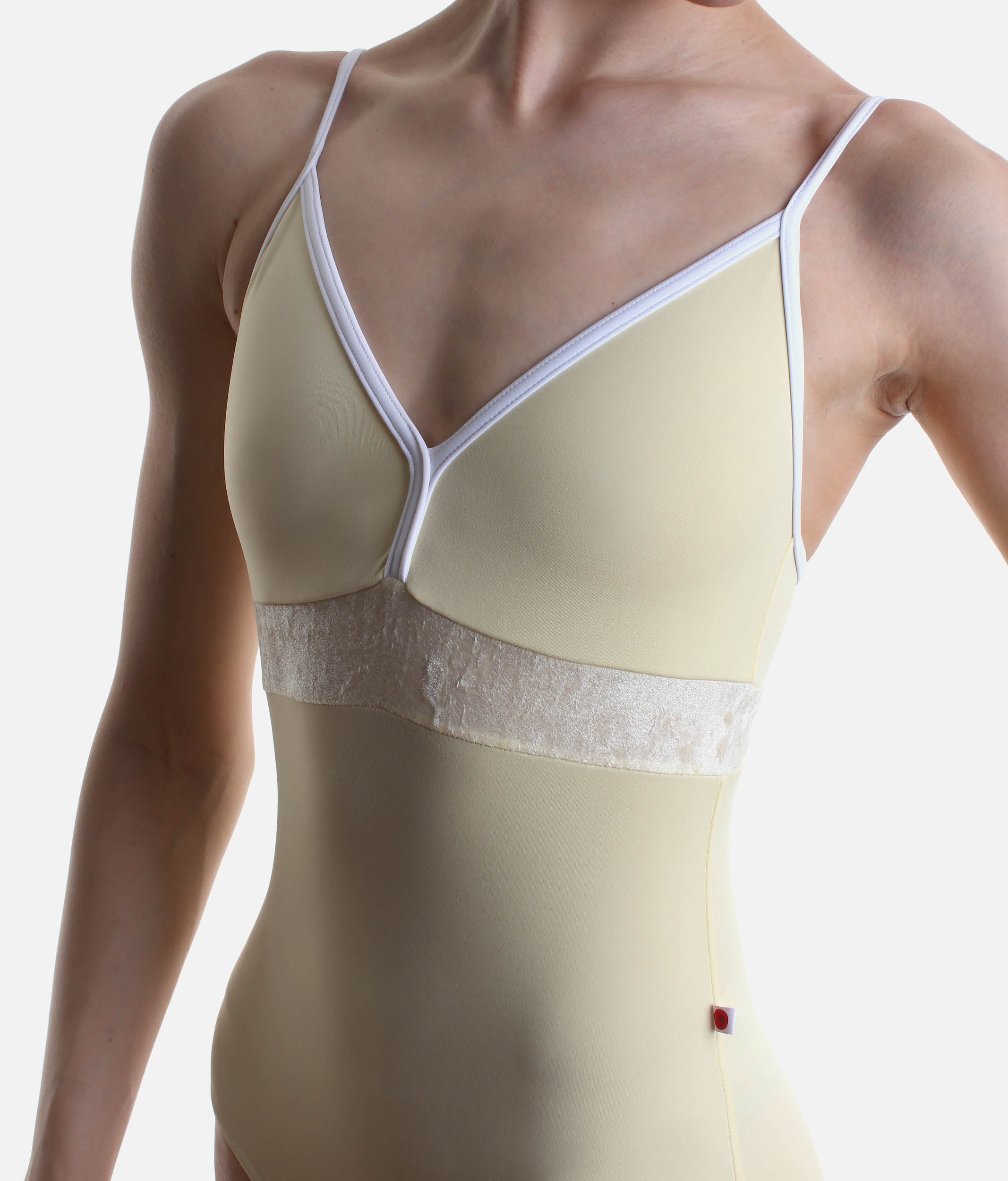 Zoe Vanilla Ballet Leotard with Crushed Velvet Empire Waist