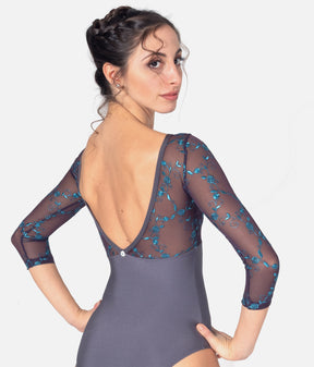 Embroidered Tulle Long Sleeve Leotard - DIANA CL