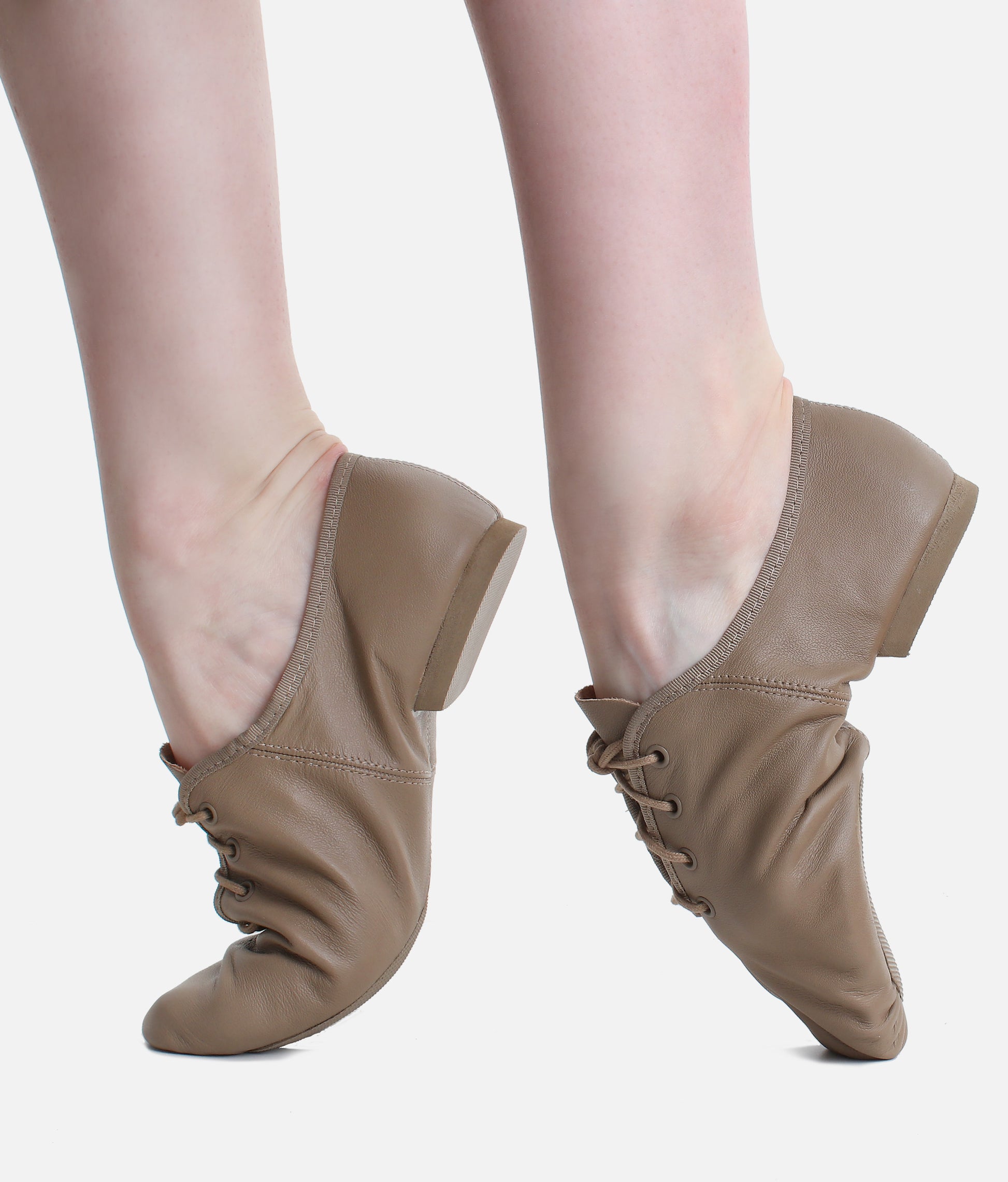 Split Sole Lace-Up Jazz Shoes, Leather Dance Shoes for All Levels - JZE09