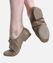 Split Sole Lace-Up Jazz Shoes, Leather Dance Shoes for All Levels - JZE09