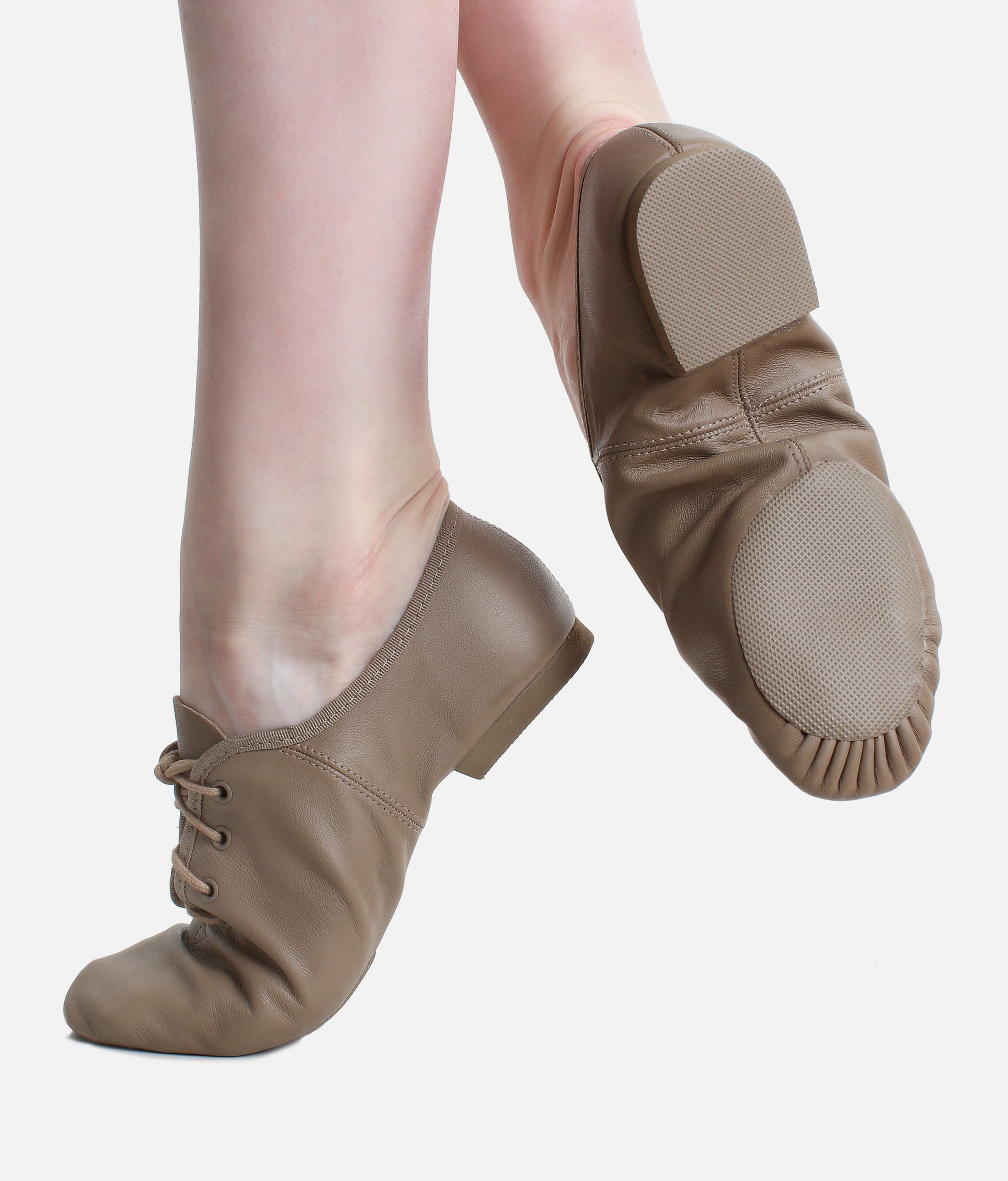 Split Sole Lace-Up Jazz Shoes, Leather Dance Shoes for All Levels - JZE09