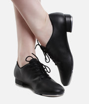 Children Beginner Black Tap Shoes, Vegan Oxford Style - TA04